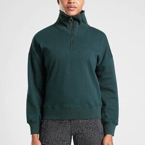Athleta - Med TALL MT - Cozy Karma 1/4-Zip Pullover Sweatshirt in Teal Green